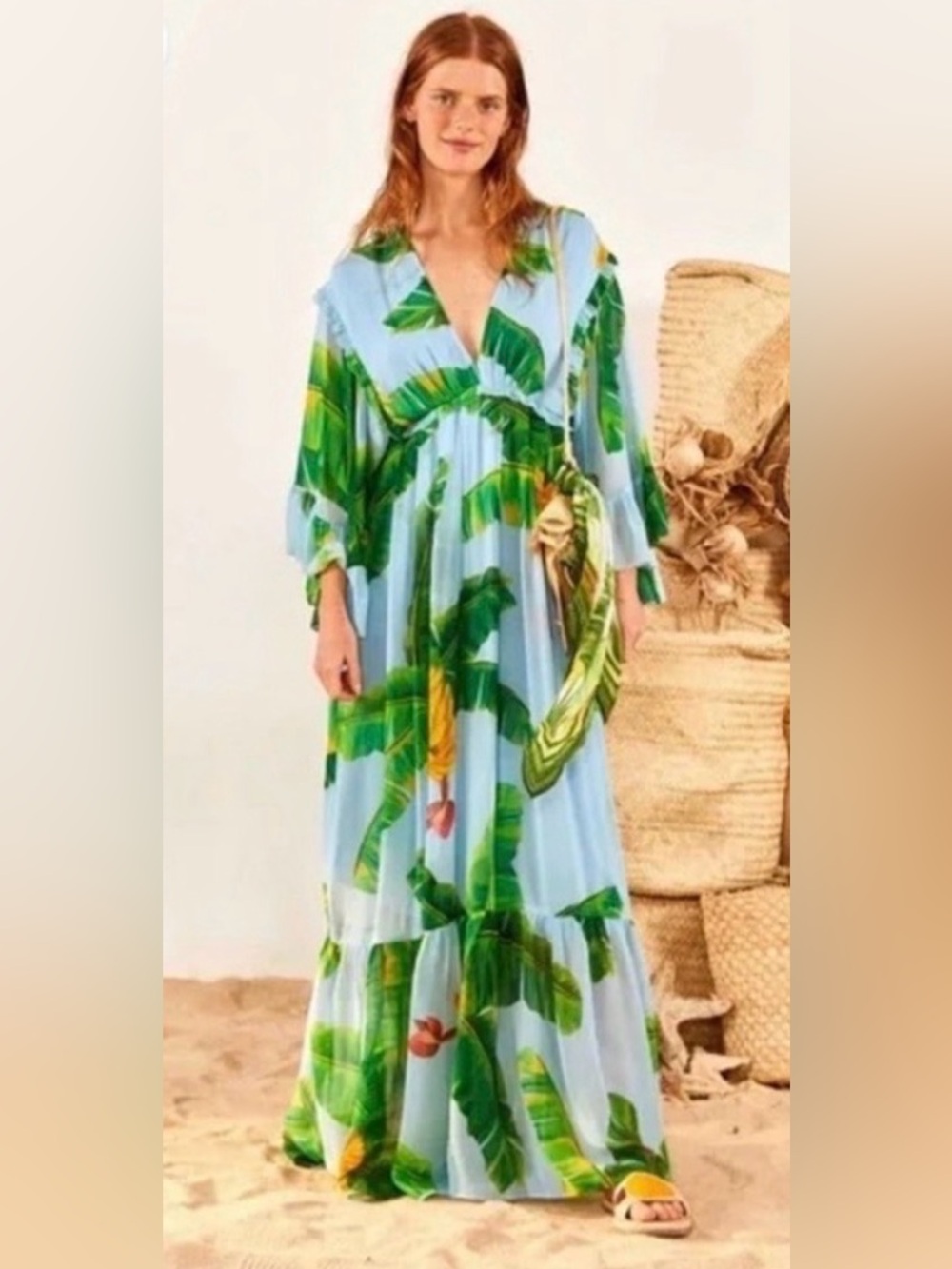 Anthropologie farm Rio maxi dress with bell selves new size nwt As is